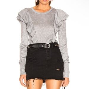 Veronica Beard Centre Sweater Top Long Sleeve Ruffle Metallic Sparkle Size Large